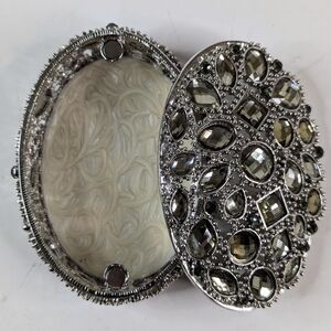 Christian Siriano Silver Jeweled Jewelry Trinket Box Magnetic Closure Decor Gift